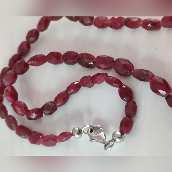 Genuine Faceted Rubies Necklace w/Sterling Silver Clasp - Picture 15 of 16